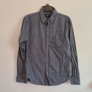 Beverly Hills Polo Club Mens Dark blue and white pin stripe button down